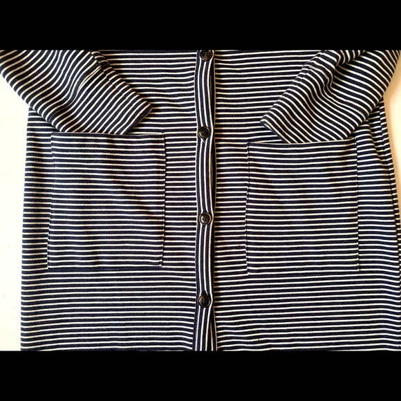 MERONA Navy Blue White Striped Cotton Duster Cardigan Dress - Picture 2 of 5